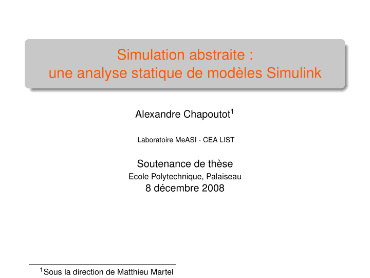 simulation abstraite une analyse statique de mod les