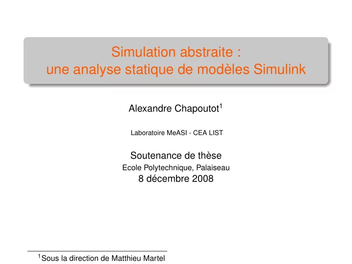 simulation abstraite une analyse statique de mod les