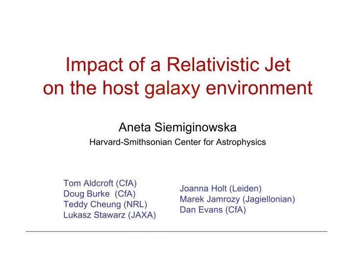 impact of a relativistic jet on the host galaxy