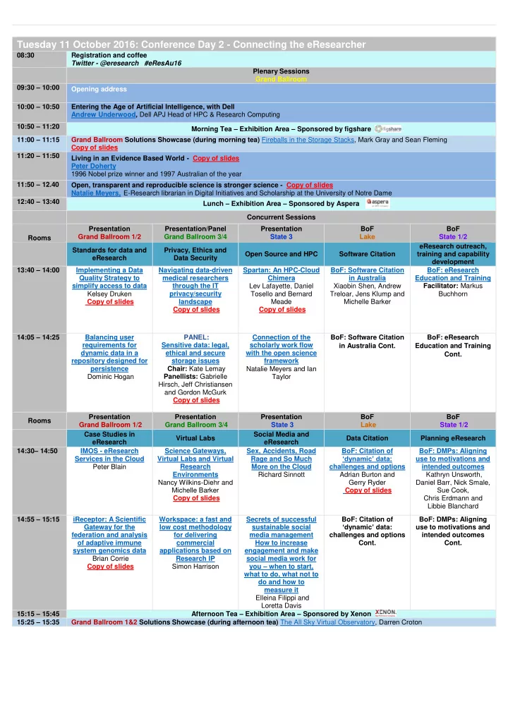 tuesday 11 october 2016 conference day 2 connecting the