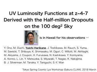 UV Luminosity Functions at z~4-7  Derived with the Half-million Dropouts on the 100 deg 2 Sky