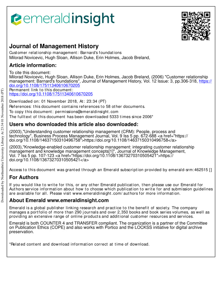 journal of management history