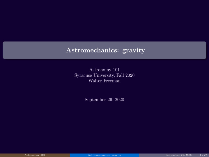 astromechanics gravity