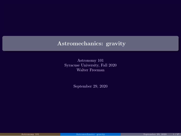 astromechanics gravity