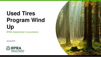 Used Tires  Program Wind  Up  RPRA Stakeholder Consultation  January 2018  Webcast interface  To