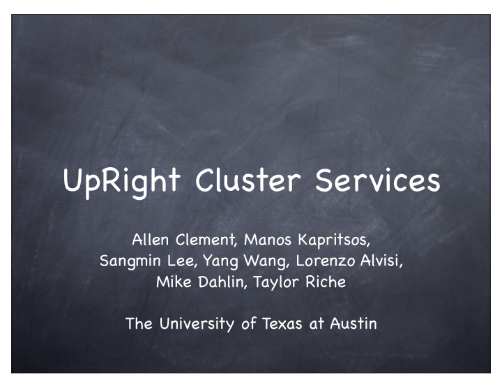 upright cluster services