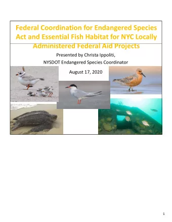 Federal Coordination for Endangered Species  Act and Essential Fish Habitat for NYC Locally
