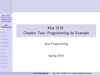 Mat 2170  Week2  Chapter Two: Programming by Example  Graphics  Messages  Coordinates  Java