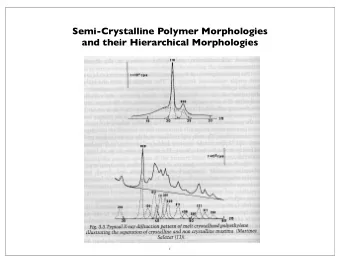 Semi-Crystalline Polymer Morphologies  and their Hierarchical Morphologies  1  Semi-Crystalline