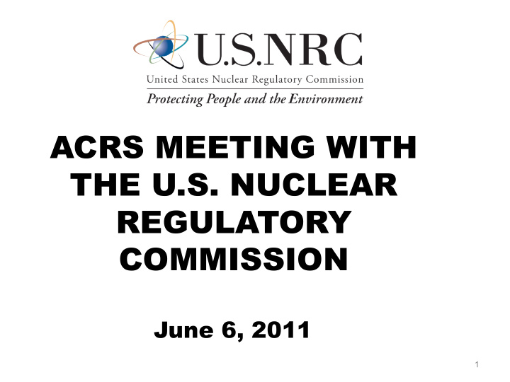 acrs meeting with the u s nuclear regulatory commission