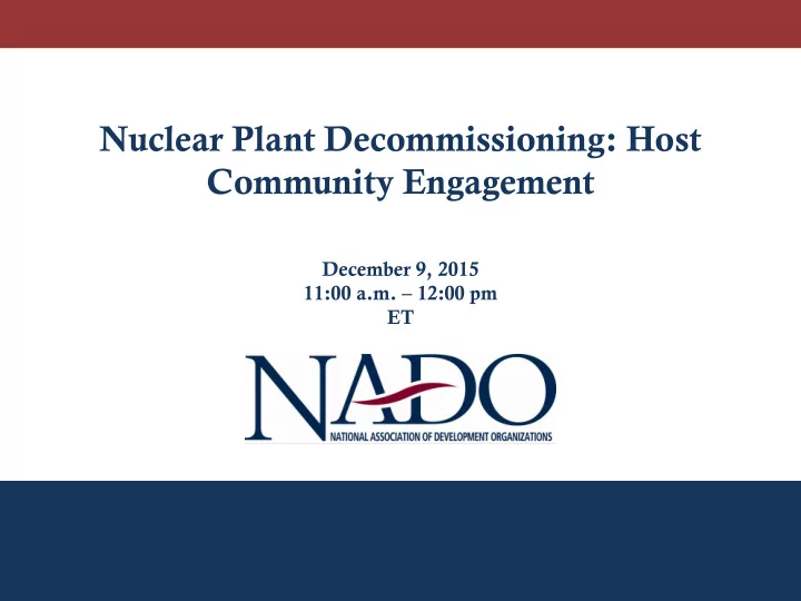 nuclear plant decommissioning host