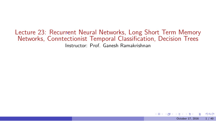 lecture 23 recurrent neural networks long short term