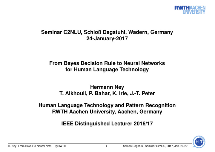 seminar c2nlu schlo dagstuhl wadern germany 24 january