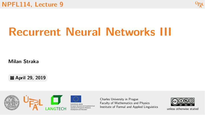 recurrent neural networks iii