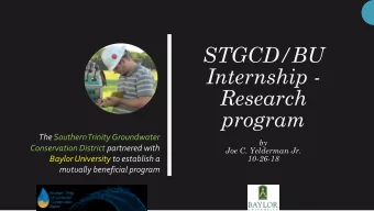 STGCD/BU  Internship -  Research  program  The Southern Trinity Groundwater  by  Conservation