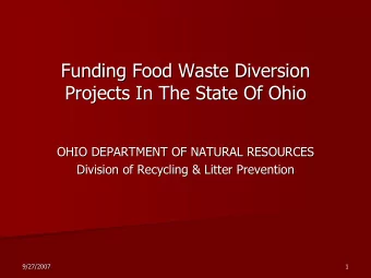 Funding Food Waste Diversion  Funding Food Waste Diversion  Projects In The State Of Ohio  Projects