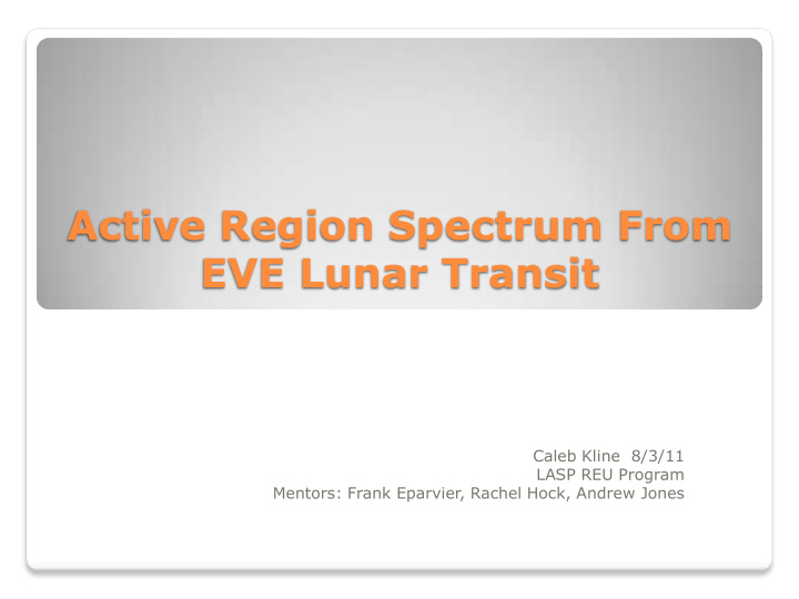 active region spectrum from eve lunar transit