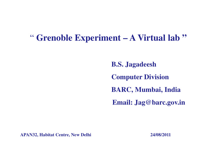 grenoble experiment a virtual lab