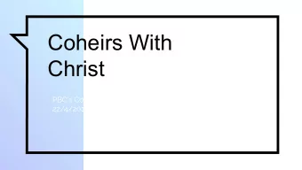 Coheirs With  Christ  PBCs College &amp; University Group (CUG)  22/4/2018  A person legally