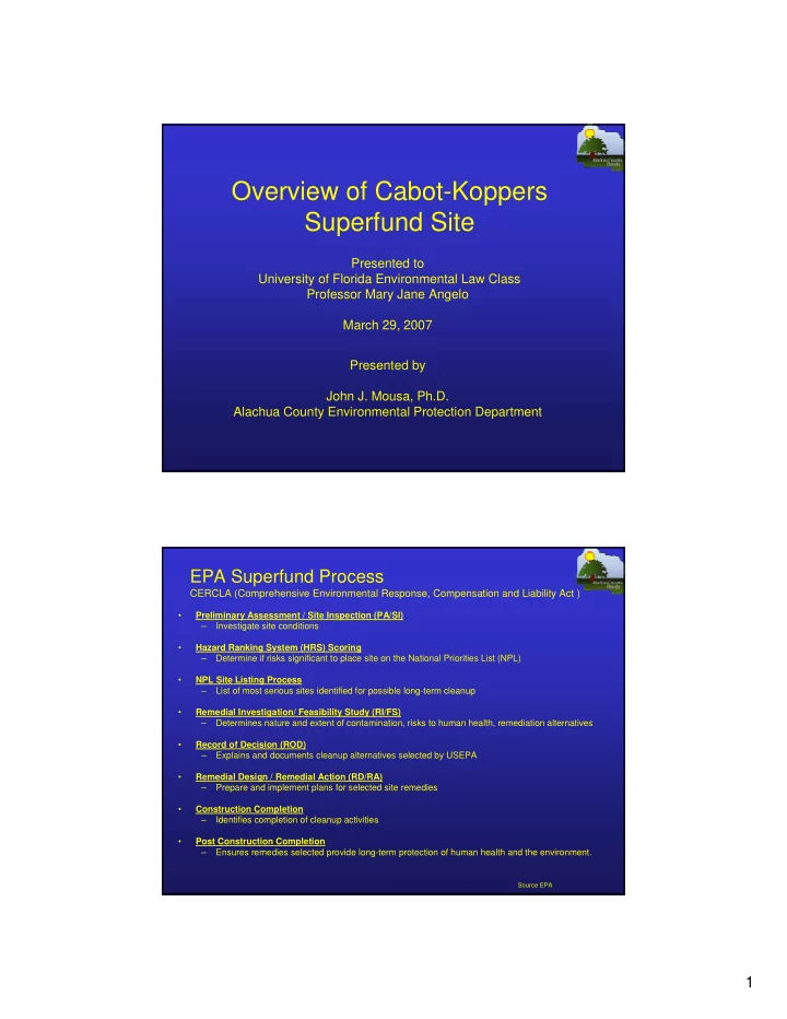 overview of cabot koppers superfund site