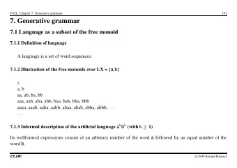 7. Generative grammar  7.1 Language as a subset of the free monoid  7.1.1 Definition of language  A