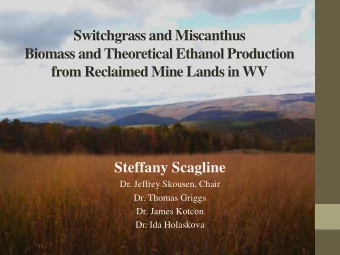 Switchgrass and Miscanthus  Biomass and Theoretical Ethanol Production  from Reclaimed Mine Lands
