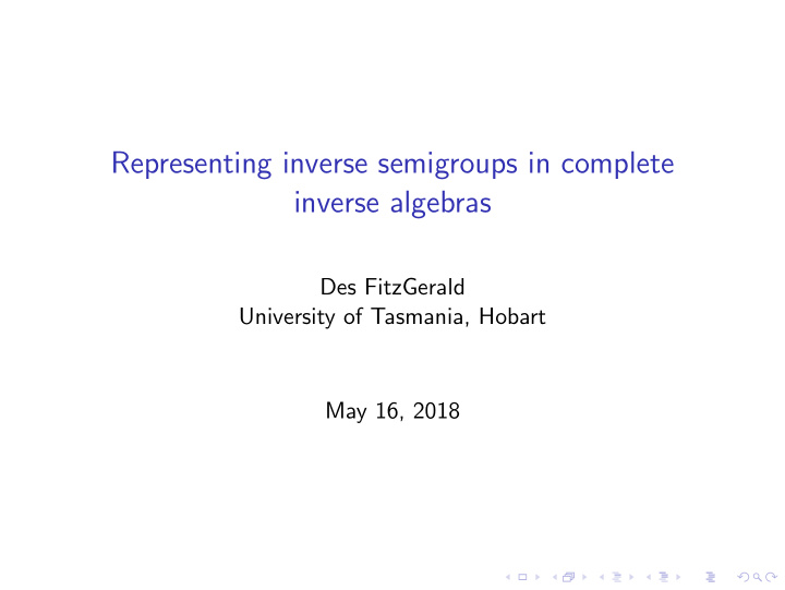representing inverse semigroups in complete inverse