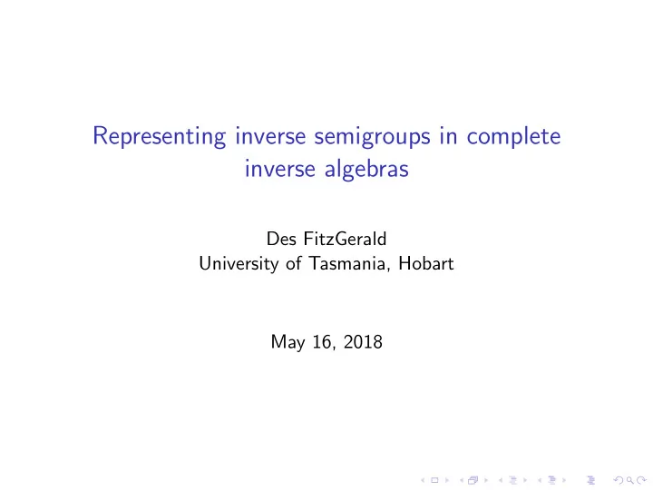 representing inverse semigroups in complete inverse