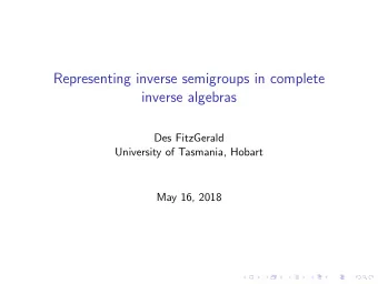 Representing inverse semigroups in complete  inverse algebras  Des FitzGerald  University of