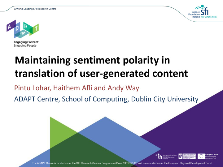 maintaining sentiment polarity in