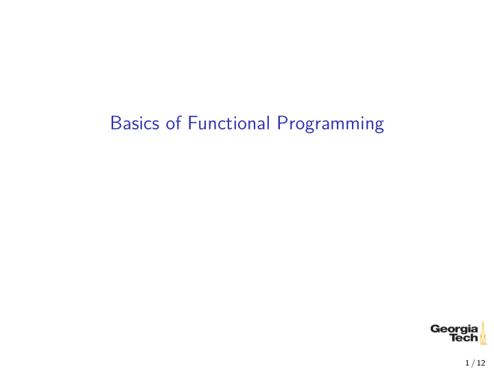basics of functional programming