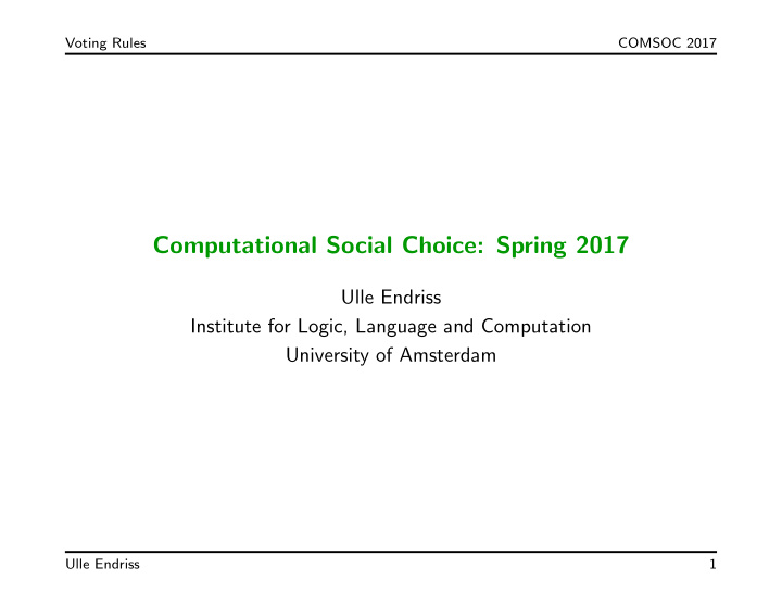 computational social choice spring 2017