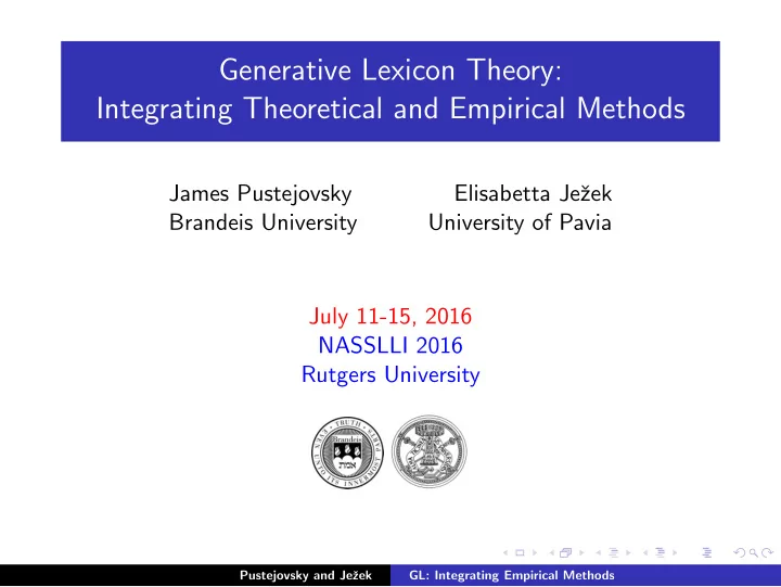 generative lexicon theory integrating theoretical and