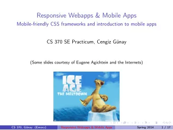 Responsive Webapps &amp; Mobile Apps  Mobile-friendly CSS frameworks and introduction to mobile