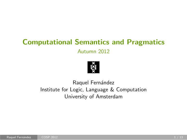 computational semantics and pragmatics