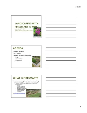 LANDSCAPING WITH  FIRESMART IN MIND November 19 th , 2017  Victoria Master Gardener Associa&lt;on