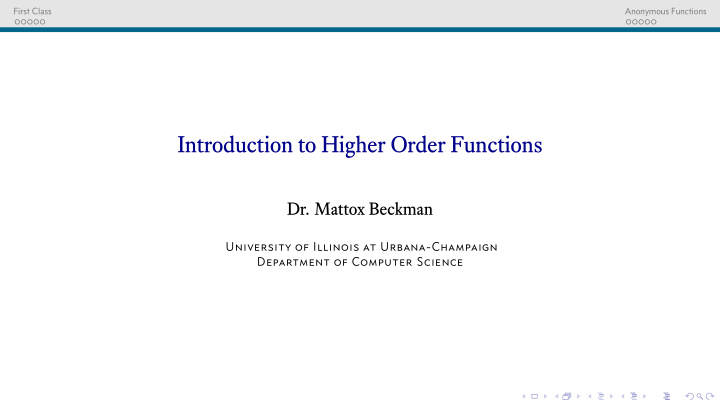 introduction to higher order functions