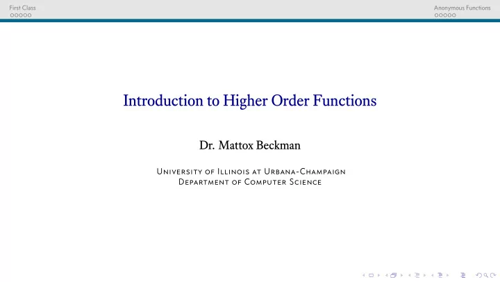 introduction to higher order functions