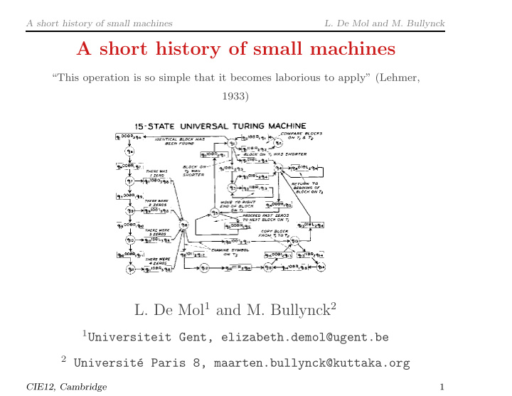 a short history of small machines