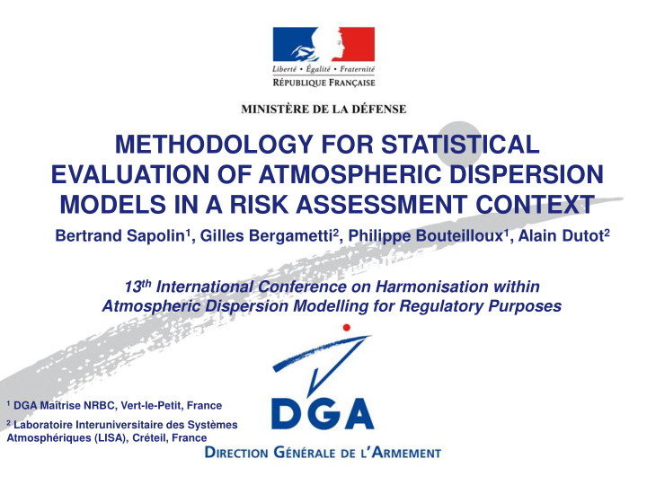 evaluation of atmospheric dispersion