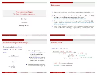 References  Propositions as Types [1] Chapter 6 of: Basic Simple Type Theory , J. Roger Hindley,