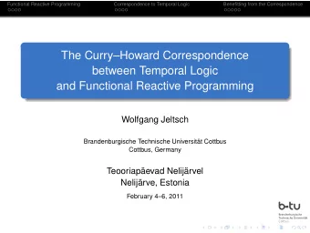 The CurryHoward Correspondence  between Temporal Logic  and Functional Reactive Programming