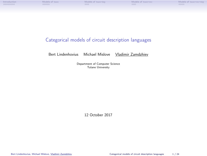 categorical models of circuit description languages