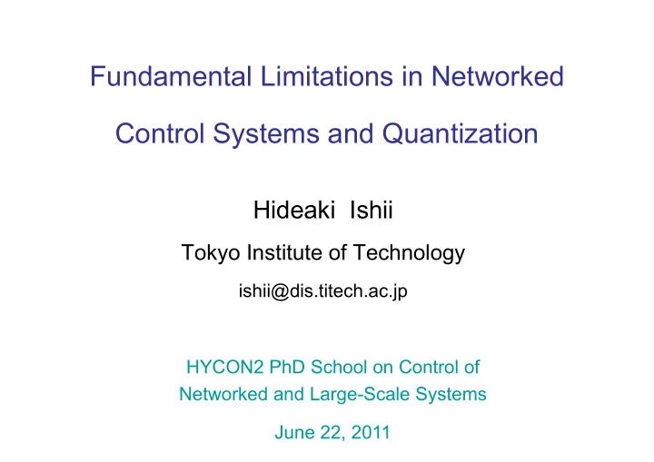 fundamental limitations in networked control systems and