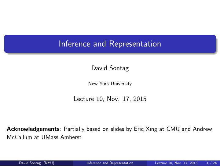 inference and representation