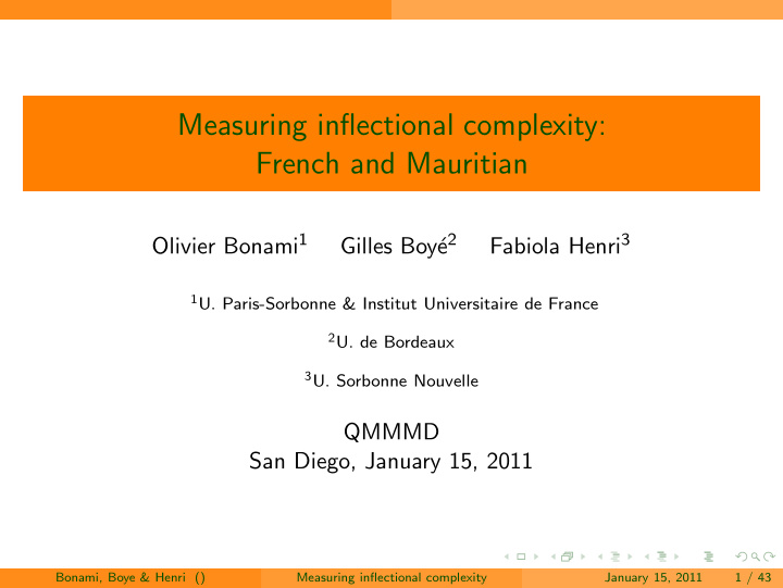 measuring inflectional complexity french and mauritian