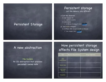 Persistent storage  just like memory, only different Just like diamonds last forever (?) memory is