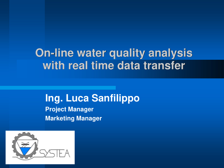 on line water quality analysis