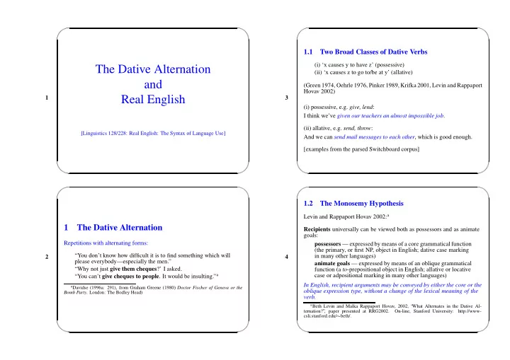 the dative alternation