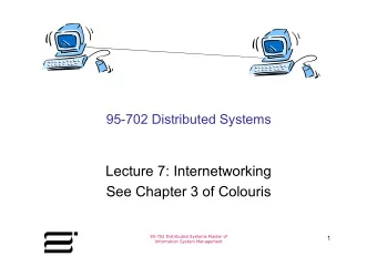 95-702 Distributed Systems  Lecture 7: Internetworking  See Chapter 3 of Colouris  95-702